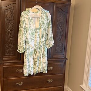 Floral Green and White Dress New